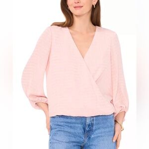 NWT Vince Camuto Blush Pink V-Neck Blouse